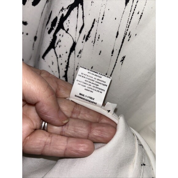 Ozai N Ku dress 82-8056 Viscose Linen One Size Pullover Ivory Paint Splatter - Picture 7 of 11